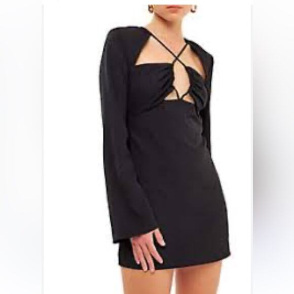 Endless Rose Crossover strap little Black mini dress Long Sleeve NEW Size small - Picture 1 of 13
